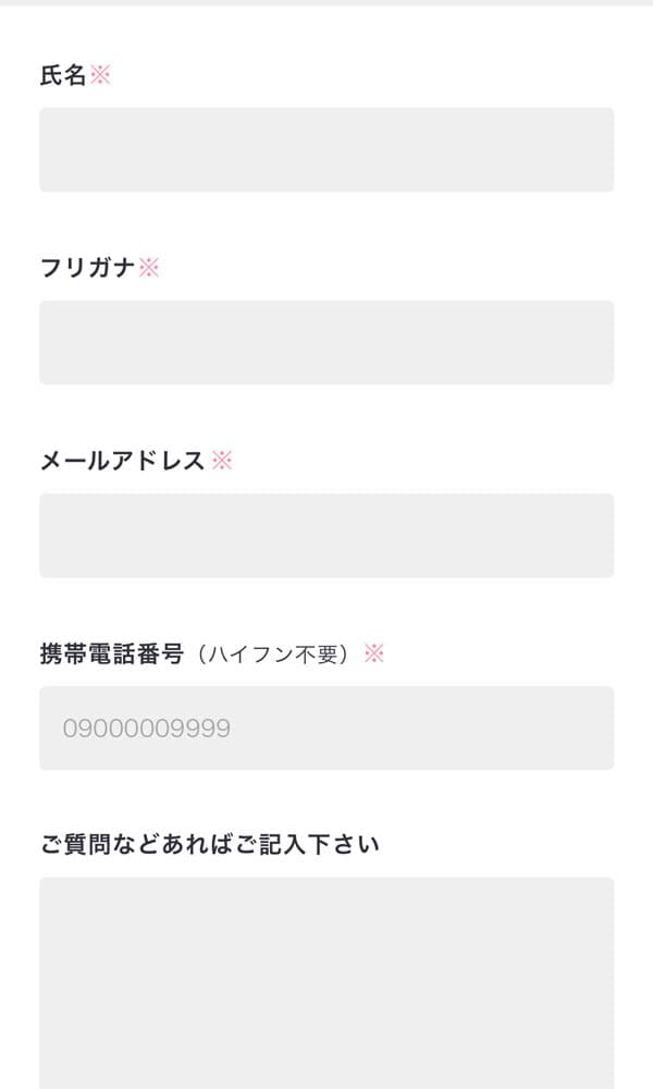 必要な情報をフォームに入力<
